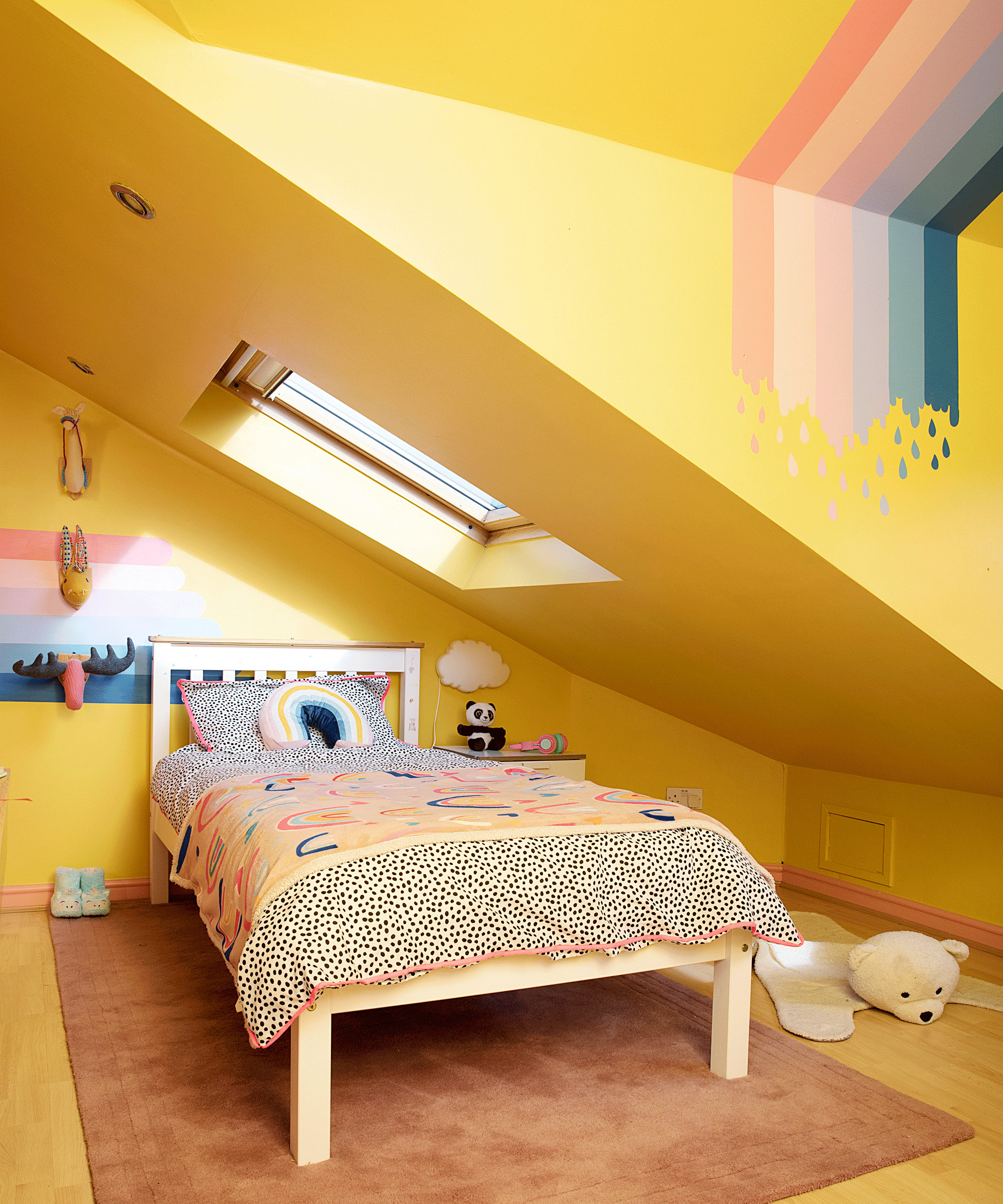 Karen Clough used left over paint to create a rainbow bedroom for less than £100