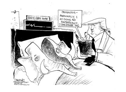 Political cartoon U.S. Trump GOP health care vote