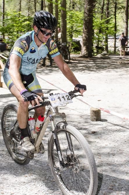 A rider finishes up