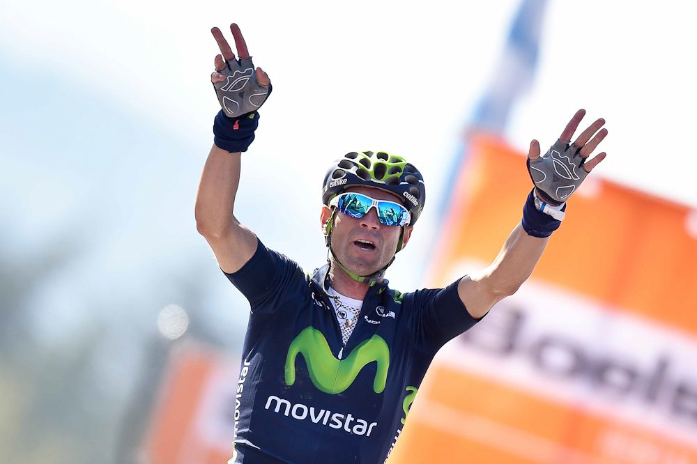 Alejandro Valverde celebrates his win.