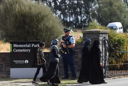 Mourners arrive at Memorial Park Cemetery for the first funeral ceremony of the Christchurch mosque attacks victim in Christchurch, New Zealand on March 20, 2019. 