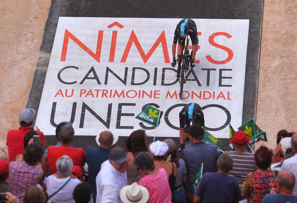 A rider leaves the Nimes arena