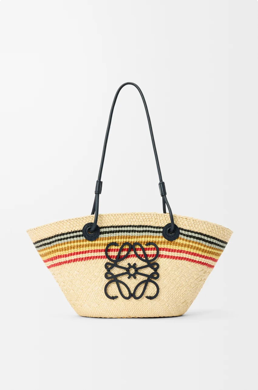Loewe, Small Anagram Basket in Iraca Palm and Calfskin