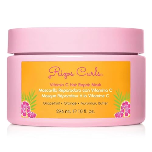 Rizos Curls Vitamin C Hair Repair Mask, Deeply Moisturizes &amp;amp; Hydrates, Softens &amp;amp; Minimize Frizz While Adding Shine, for Dry Damaged Hair, Infused With Shea Butter, 10 Oz
