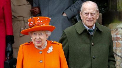 Queen Elizabeth and Prince Philip depart after attending the Christmas Day church service in Norfolk in 2017