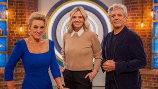 Grace Dent, Zoe Ball, and Giorgio Locatelli in promotional image for "Celebrity MasterChef"