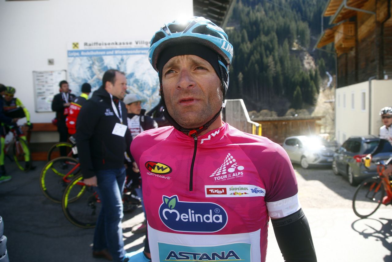 Michele Scarponi (Astana) waits to find out if he kept the jersey
