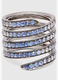 LYNN BAN Ombré sapphire &amp; rhodium silver coil ring: was $2,465, now $1,725 | MATCHESFASHION