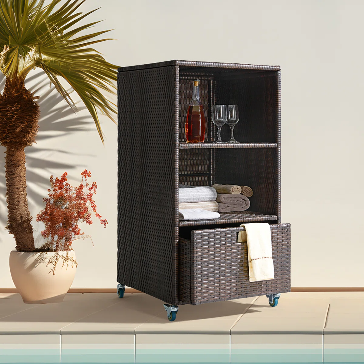 Patio Novagarden, Outdoor Pool Towel Storage Cabinet Organizer