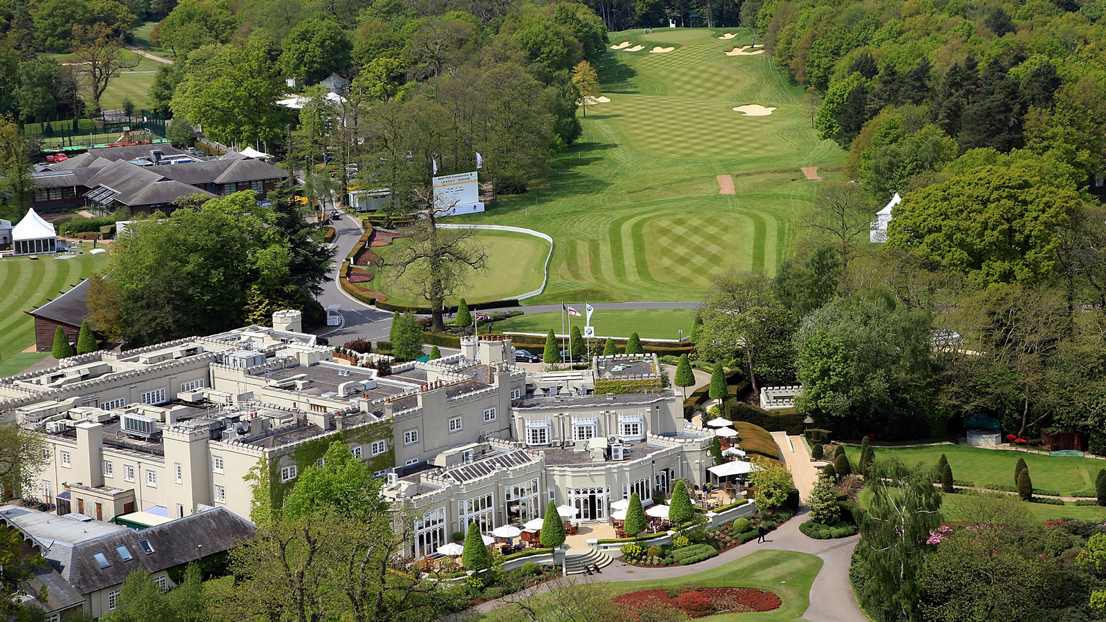 An aerial shot of Wentworth Golf Club