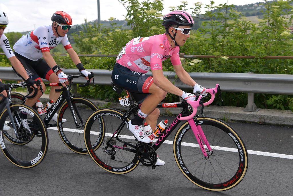 Pink forks for Valerio Conti during his stint in pink in 2019