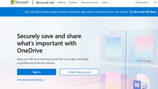 Microsoft OneDrive website screenshot.