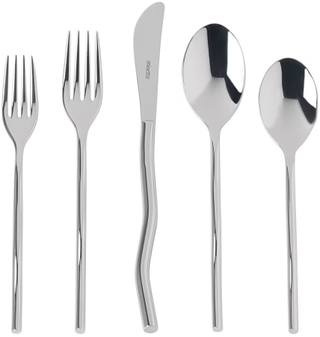 silver curved 5-piece flatware set