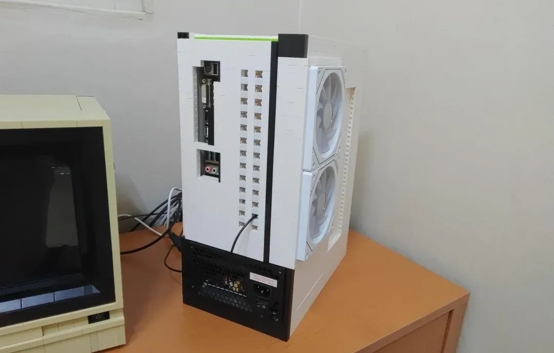 Custom PC case built using Lego-style bricks