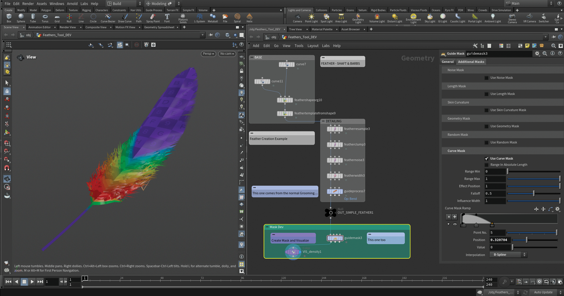 Follow Mario Leone's tutorial to use Houdini 20 feather tool, image 10