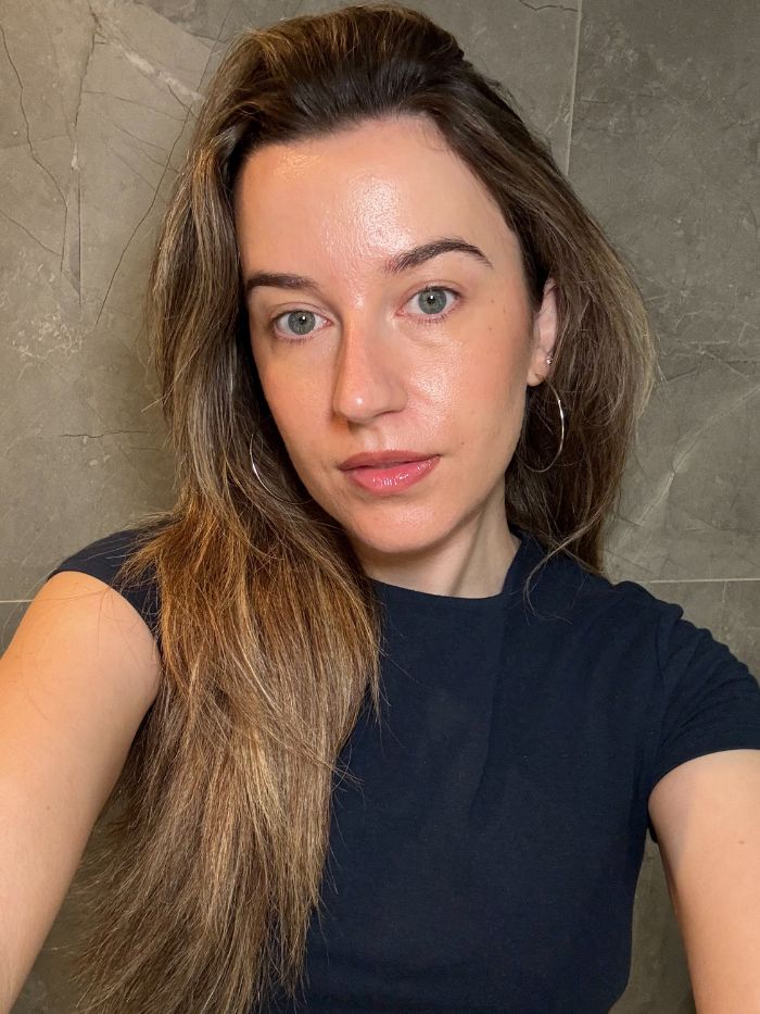 Deputy beauty editor Grace Lindsay after using a dewy concealer