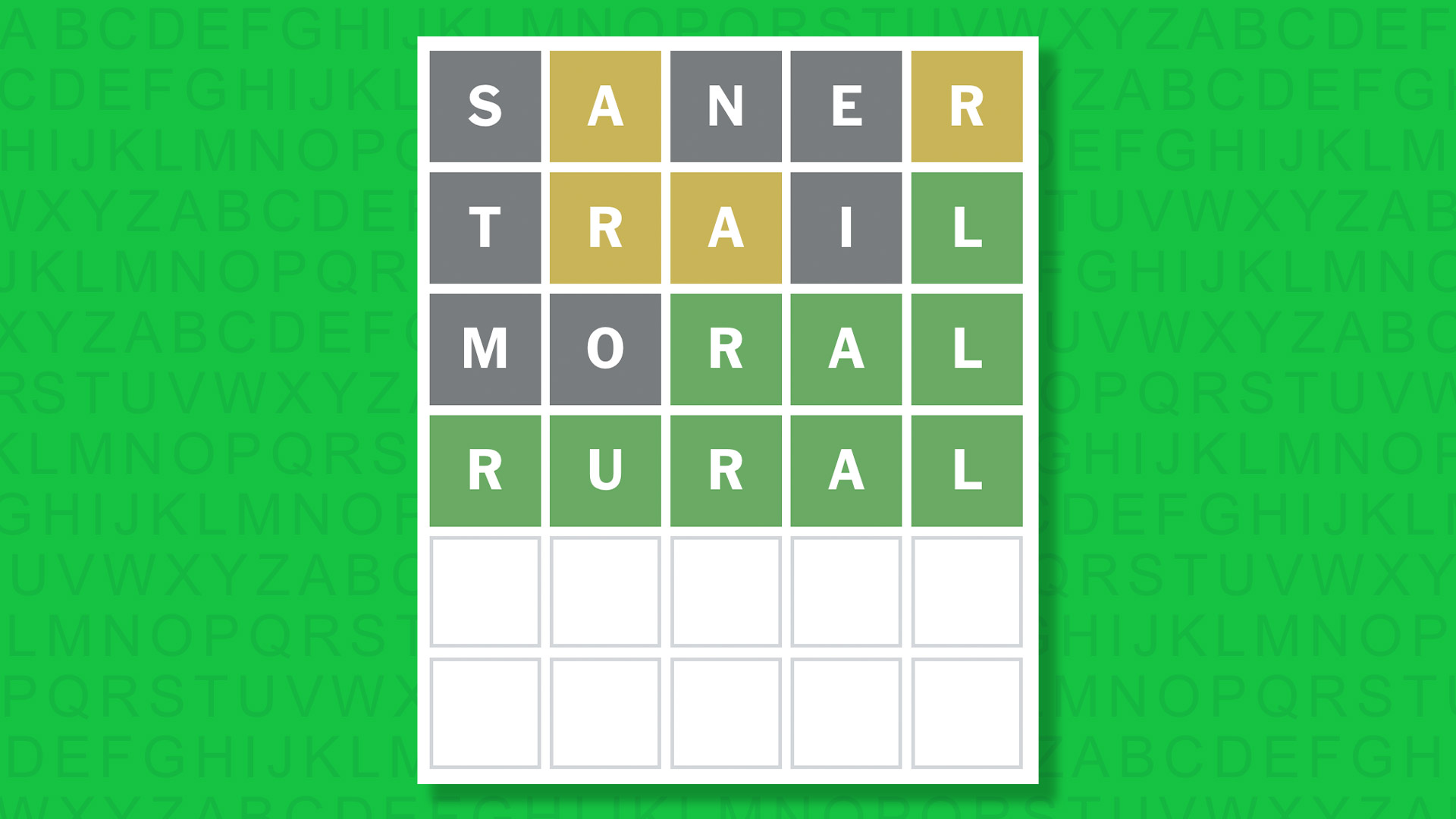 NYT Wordle answer for game 1775 on a green background