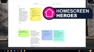 A header image showing a screenshot of Google Keep with the Homescreen Heroes logo