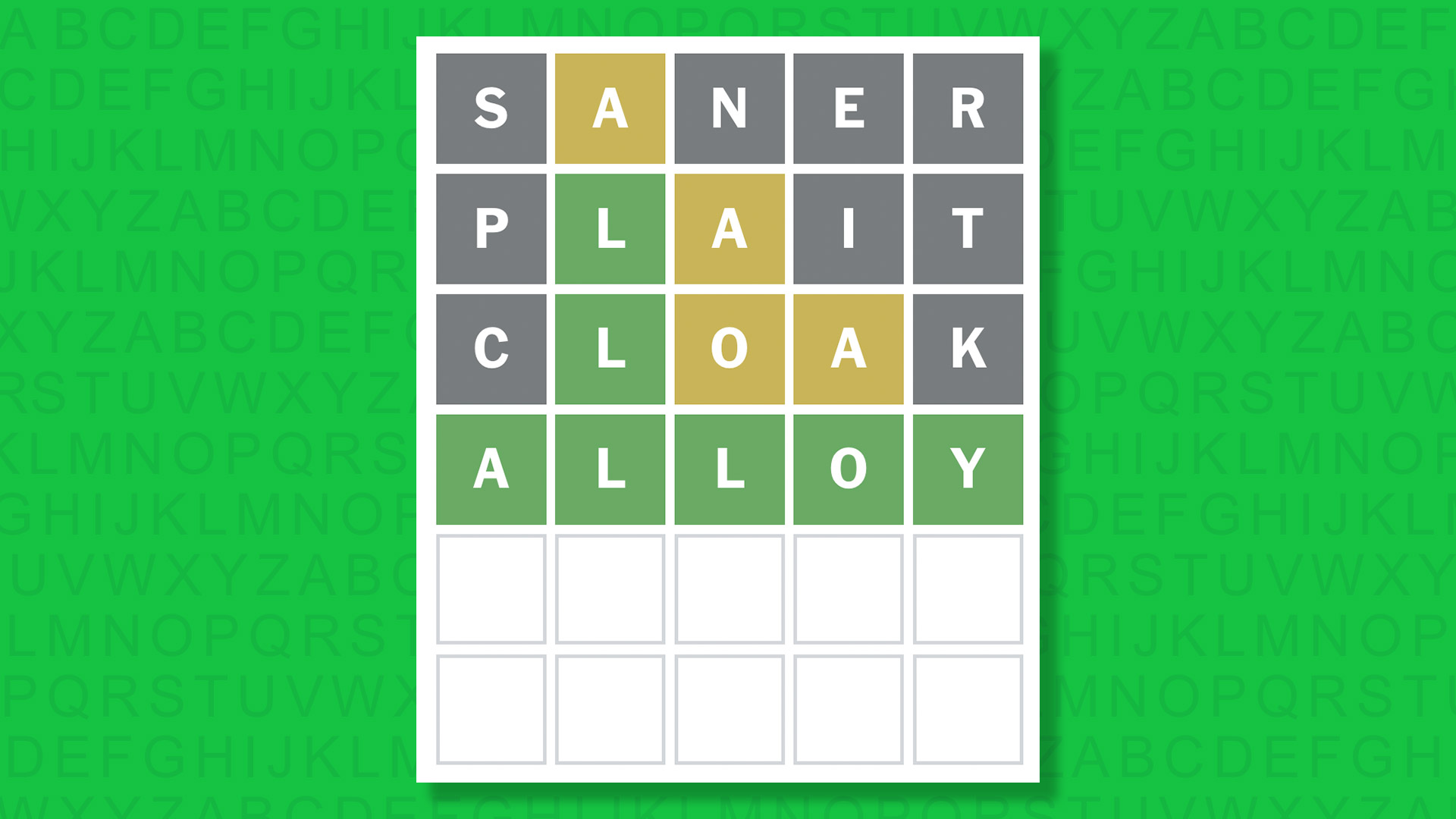 NYT Wordle answer for game 1811 on a green background