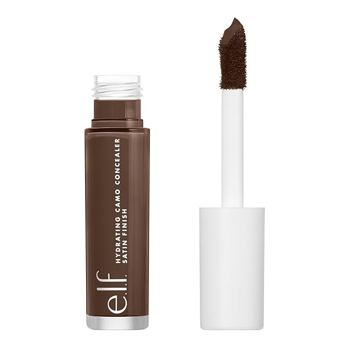 e.l.f., E.l.f. Hydrating Camo Concealer, Covers Blemishes & Under-Eye Circles, Full-Coverage & Delivers a Satin Finish, Vegan & Cruelty-Free, Rich Ebony