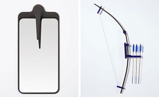 Mirror by Ionna Vautrin (left) and 'Yatari' bow and arrows by Jean-Baptiste Fastrez (right)