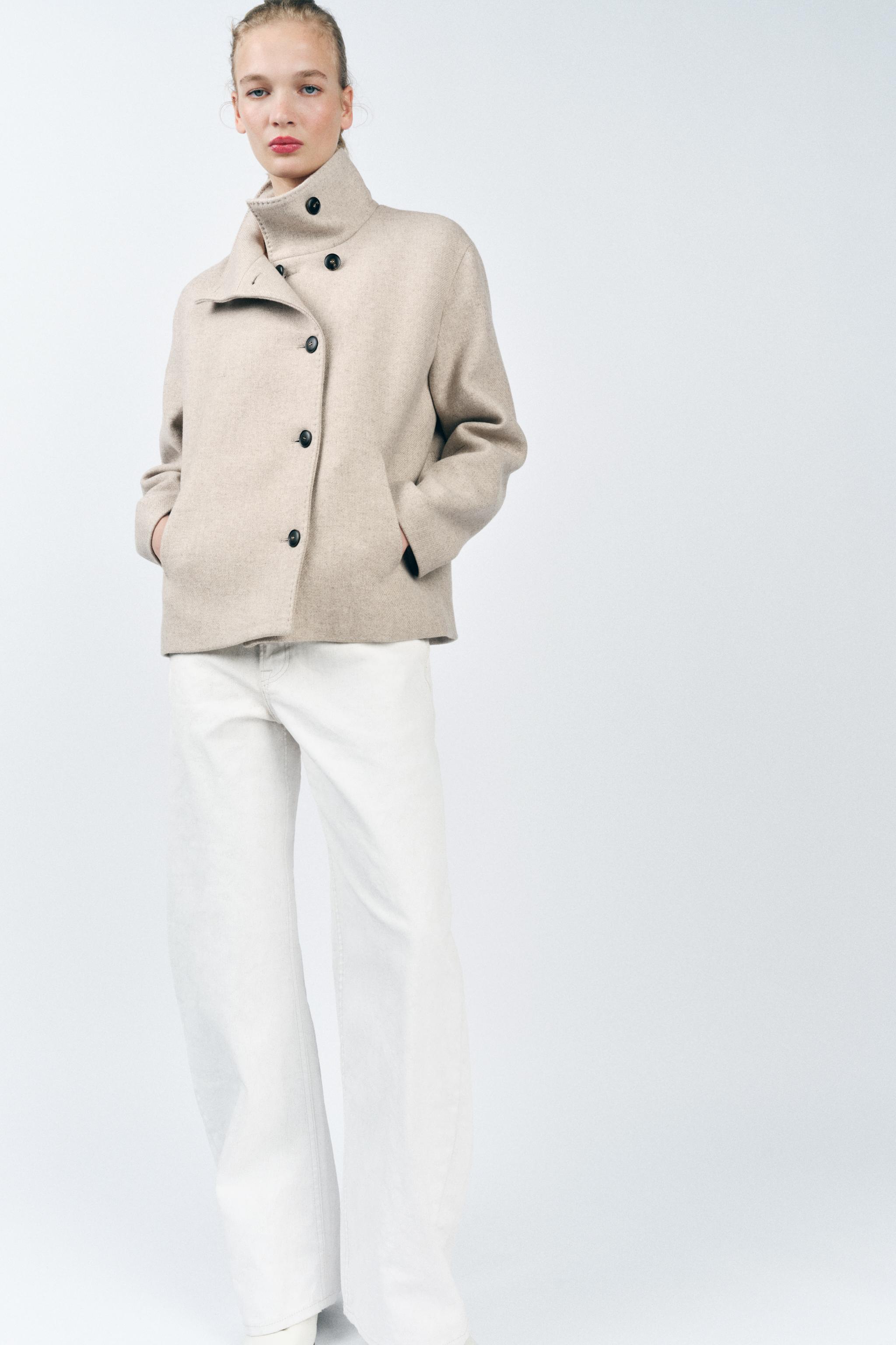 Wool Blend Short Coat Zw Collection