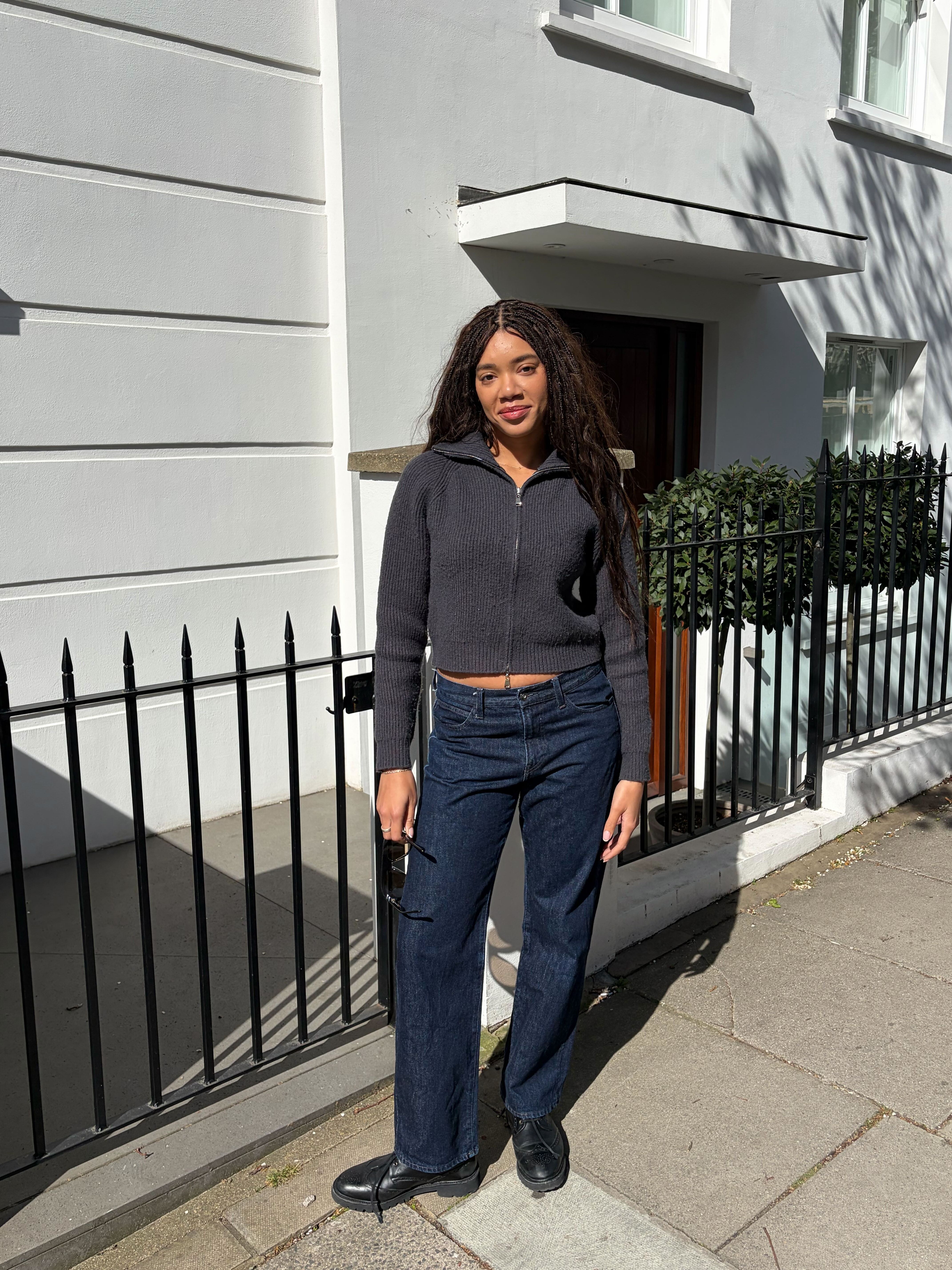 Imani wearing the JW Anderson Uniqlo Jeans