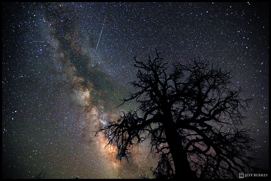 Photographer Jeff Berkes caught this Perseid meteor over Dead Horse Point State Park, Utah, on July 30, 2011.