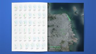 Annual report with satellite map and data graphic