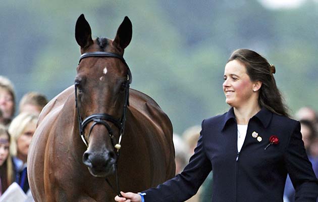 WOODSTOCK, ENGLAND - SEPTEMBER 11: British rider, Pippa Funnell takes part with her horse Ensign in trotting up at the vet inspection on the final day of the Blenheim FEI Petplan European Eventing Championship 2005 at Blenheim Palace on Septemer 11, 2005 near Woodstock, Oxfordshire, England. (Photo by Tim Graham/Getty Images)