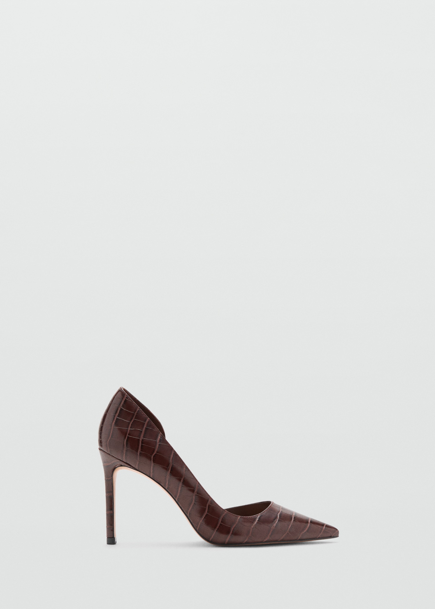 Asymmetrical Croc-Effect Heeled Shoes - Women | Mango United Kingdom