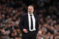 Ange Postecoglou, Manager of Tottenham Hotspur, looks on during the Premier League match between Tottenham Hotspur and Nottingham Forest at Tottenham Hotspur Stadium on April 07, 2024 in London, England. (Photo by Mike Hewitt/Getty Images)