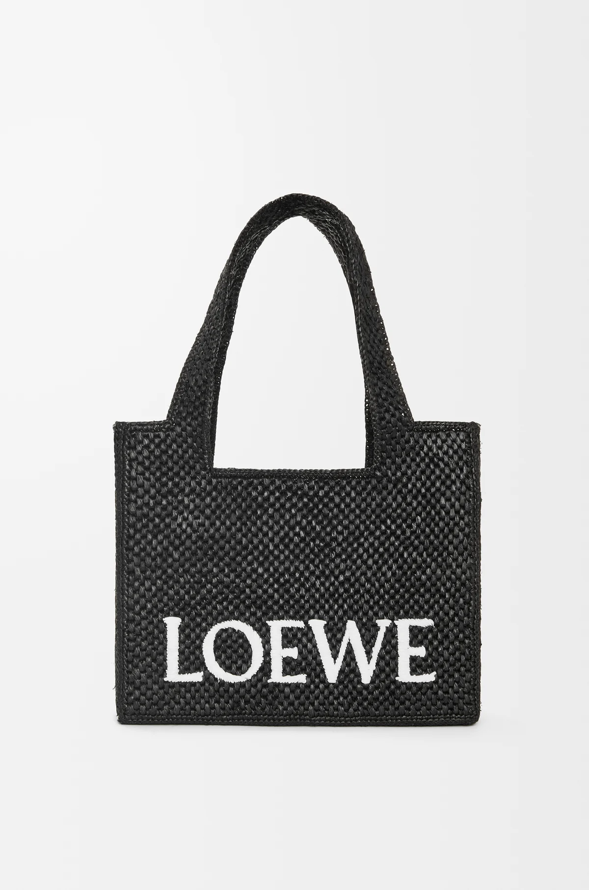 Mini Loewe Font Tote in Raffia