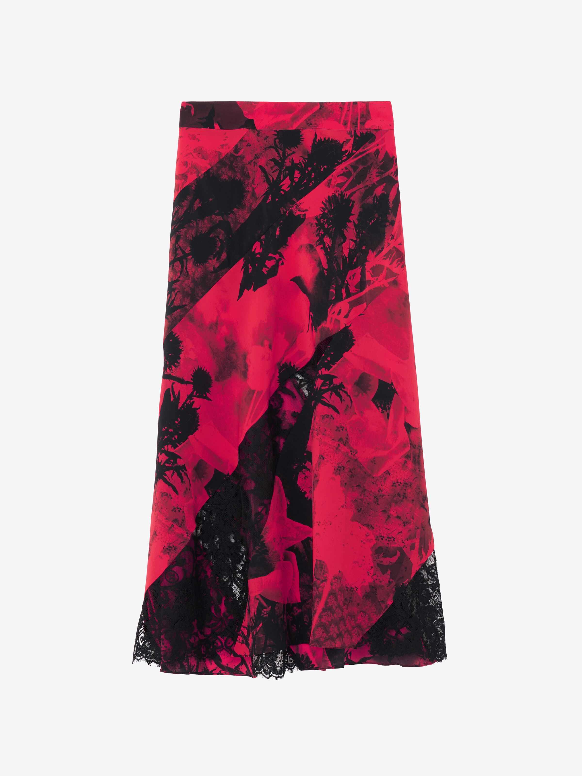 Floral Slashed Midi Skirt