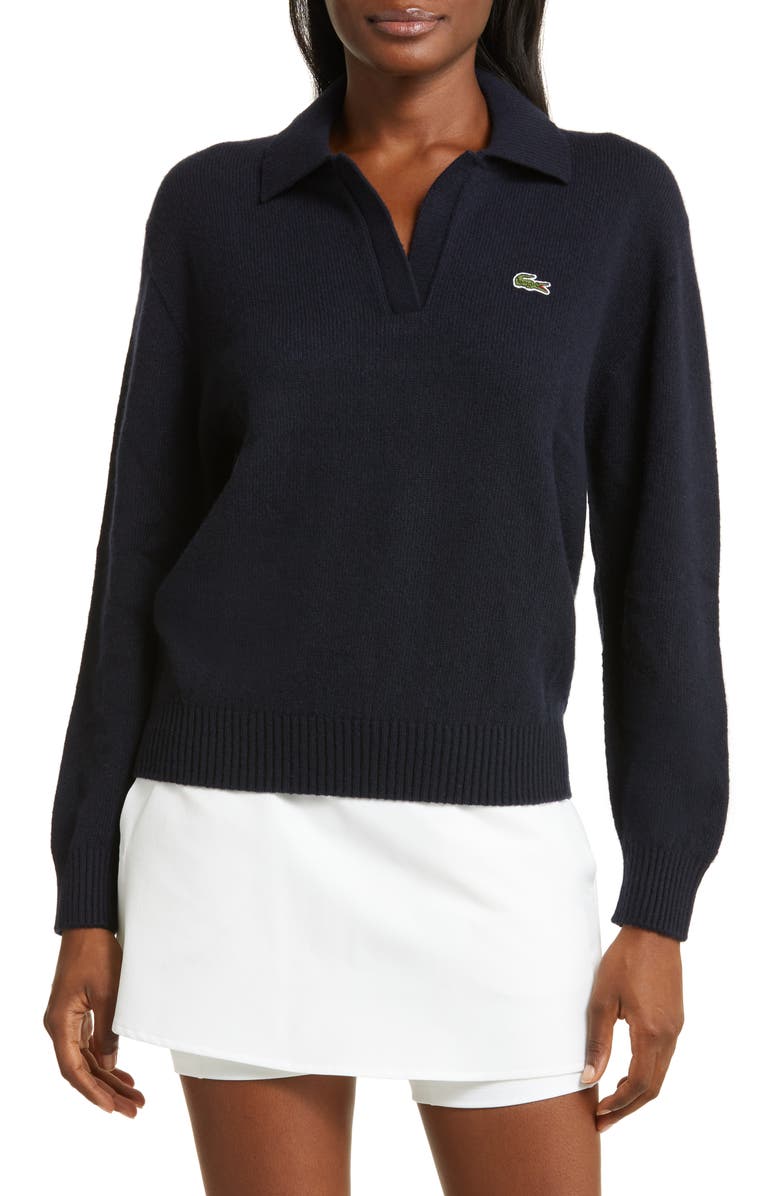 Solid Cashmere Blend Polo Sweater