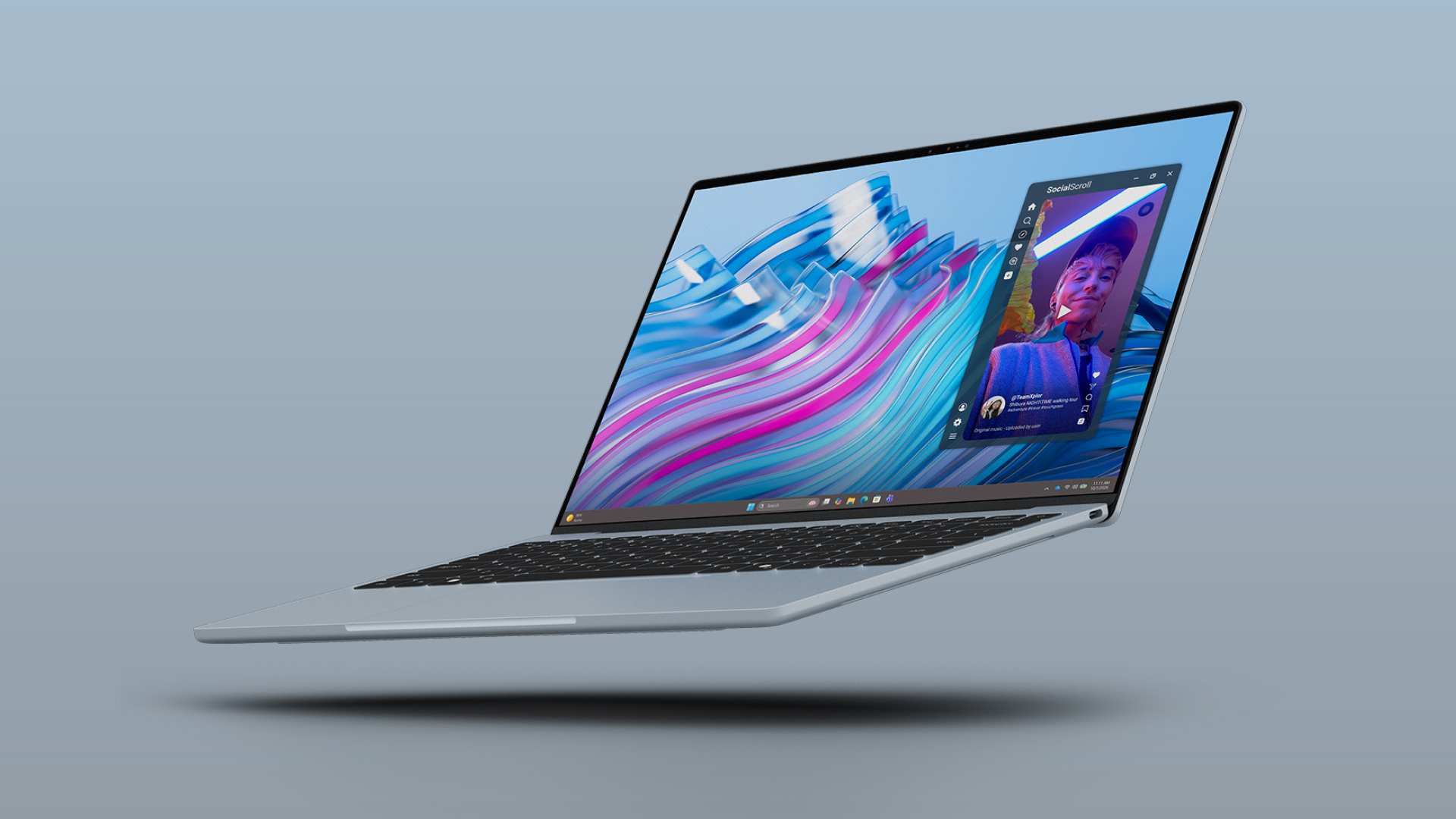 Dell XPS 13 laptop open, shown at an angle