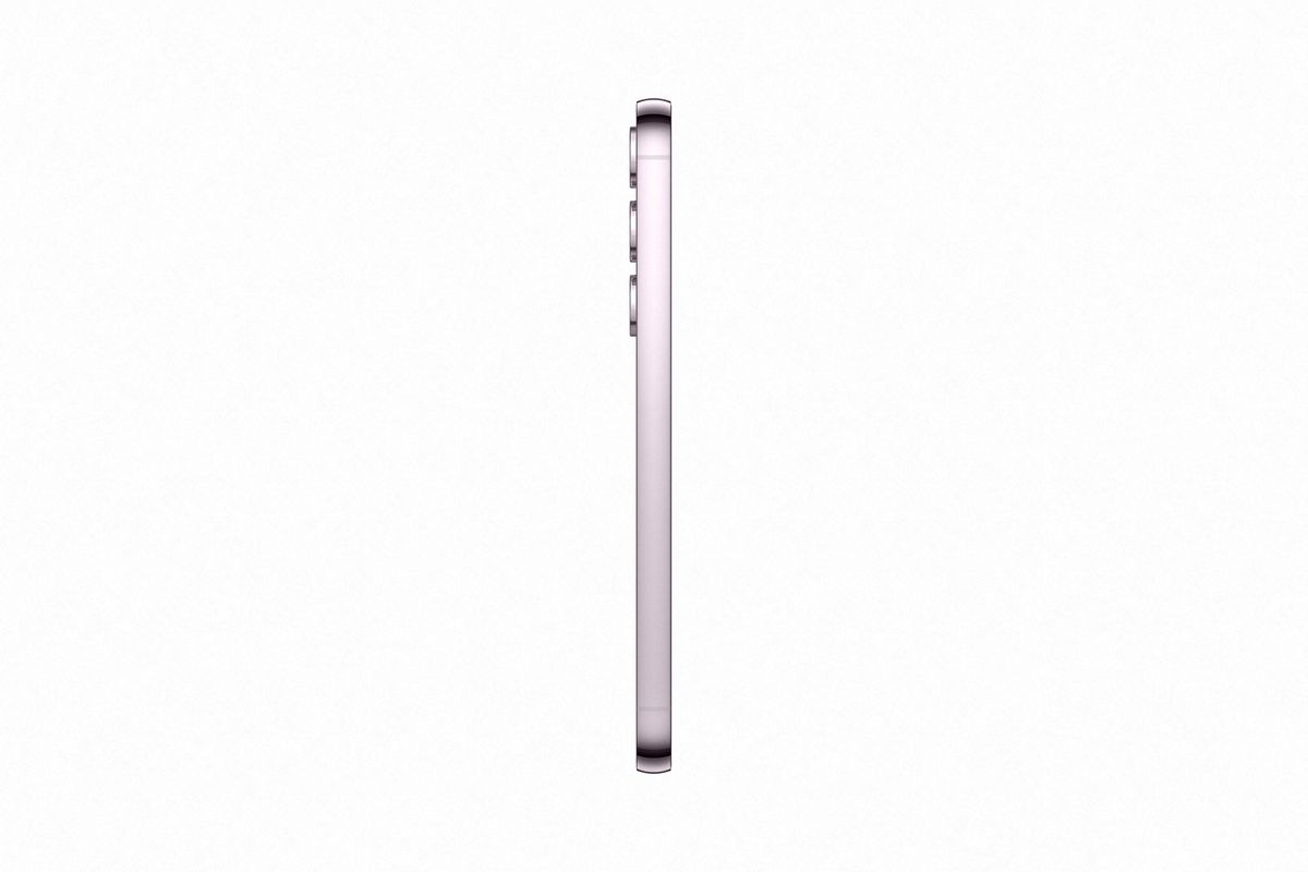 Official images of the Galaxy S23 in Lavender, from the side