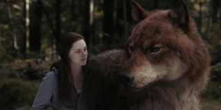 Bella petting Jacob in Twilight