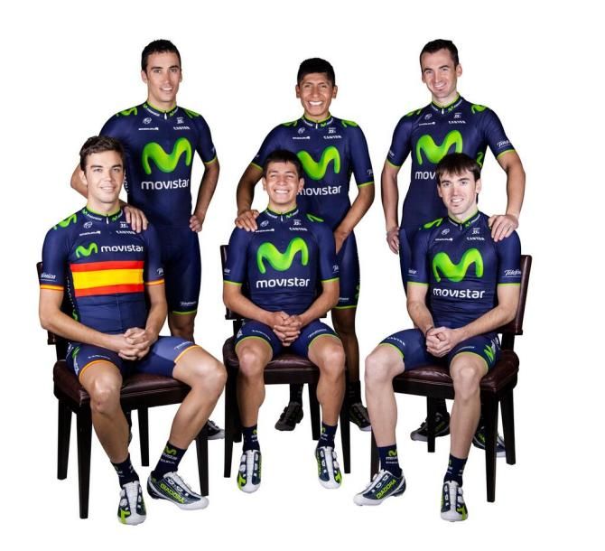 The Movistar riders in the 2014 kit
