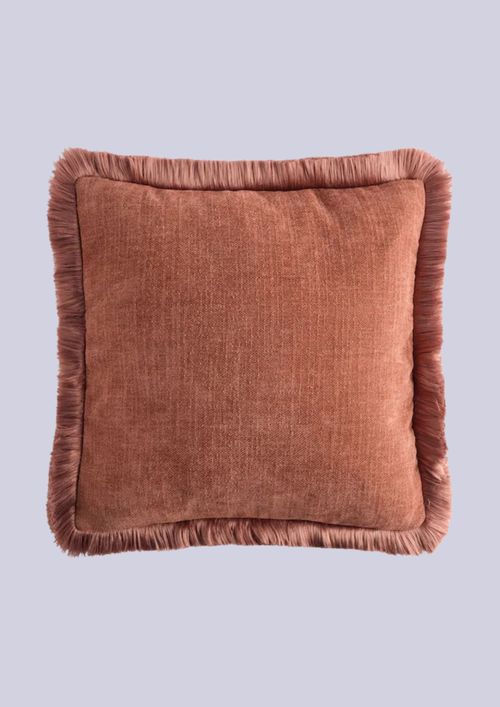 Chunky Fringe Velvet in Chenille Cushion