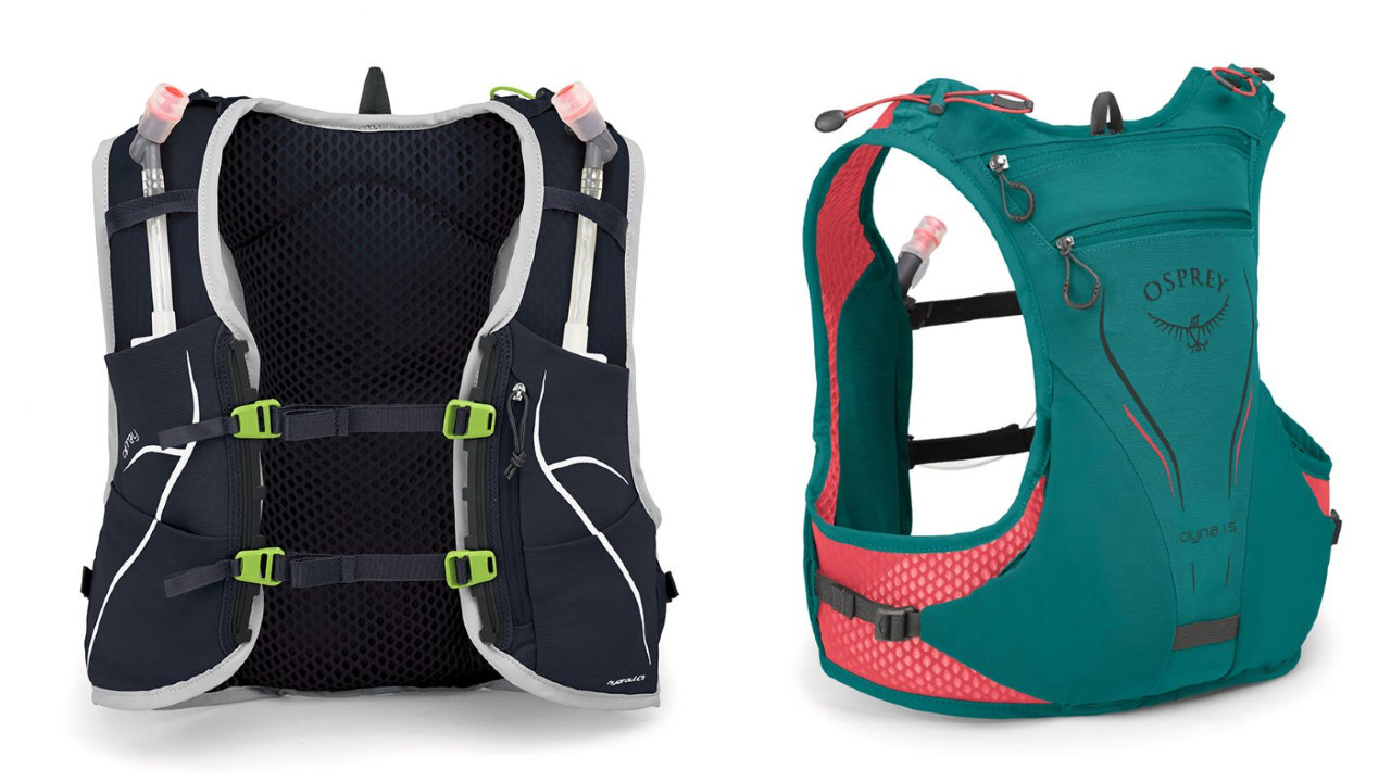 Osprey Duro hydration vest for men and Dyna for women 1.5L