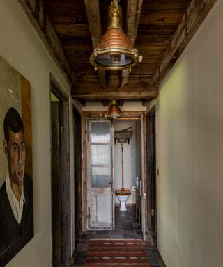 Hallway with vintage ceiling lights