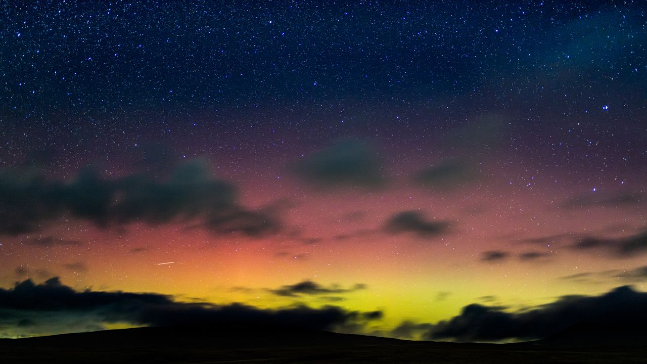 aurora borealis and starry sky