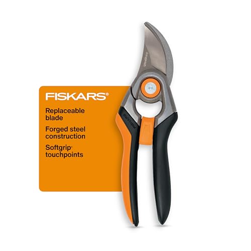 Fiskars Bypass Pruning Shears, 1-Inch Cut Capacity Softgrip Pruner, Forged Steel Replaceable Blade Stays Sharp Through Heavy Use With Rust Resistant, Low-Friction Coating