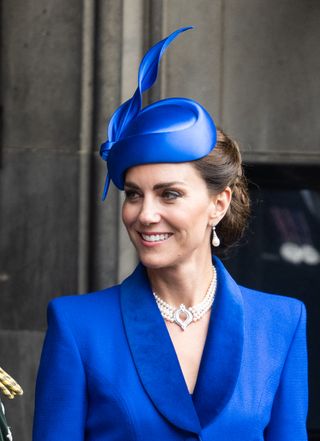 Kate Middleton in a blue coat dress at the Scottish Coronation