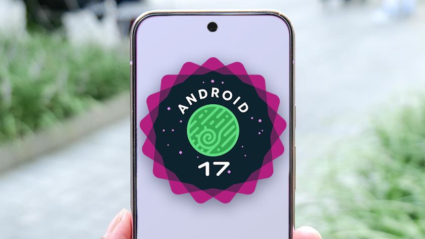 Android 17 badge superimposed on a Google Pixel phone