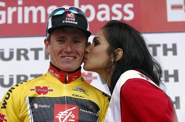 Efimkin gets the kiss from the podium girl