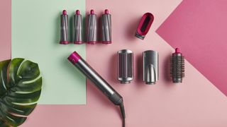 Dyson AirWrap review: the four curling barrels, plus the various brush attachments for creating either lift and volume, or a sleeker finish