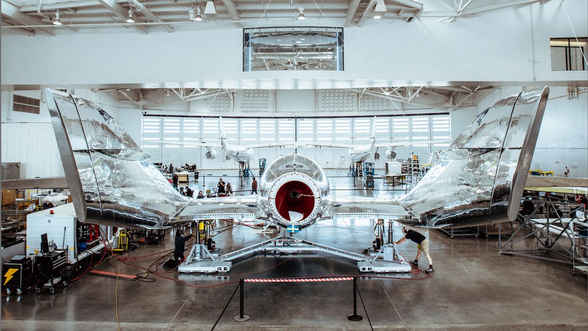 A view of Virgin Galactic's SpaceShipTwo Unity during preflight operations at Spaceport America, New Mexico ahead of a Dec. 12, 2020 test launch.