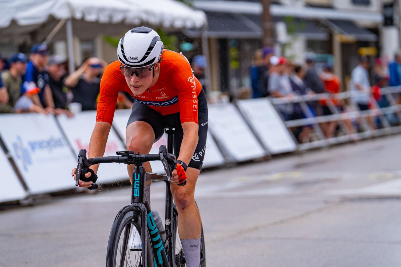 Kim Stoveld rode solo for the victory for elite women at 2024 Downer Classic